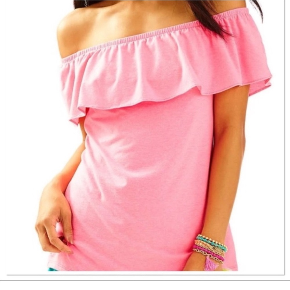 NEW Size XXS Lilly Pulitzer Fortuna Off
Shoulder Ruffled Top